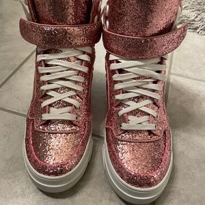 GIVENCHY HIGH-TOP PINK GLITTER SNEAKER
Size 7